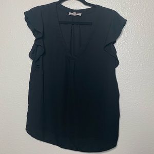 Philosophy Black Ruffled Vneck Top
